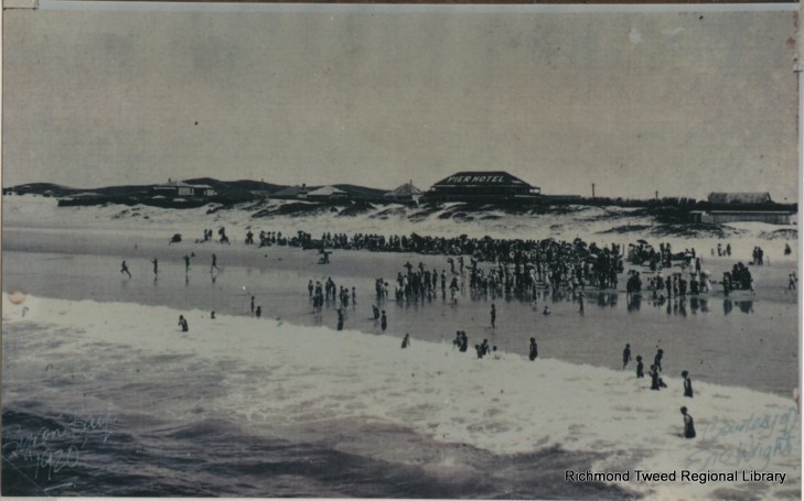 Swimmers at Main Beach, Byron Bay c1920