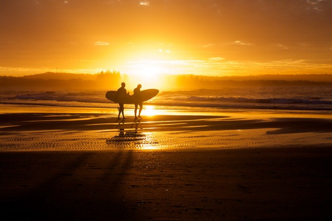 Surfers Byron Bay sunset
