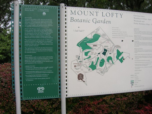 Mount Lofty Botanic Garden sign
