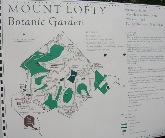 Mount Lofty Botanic Garden sign