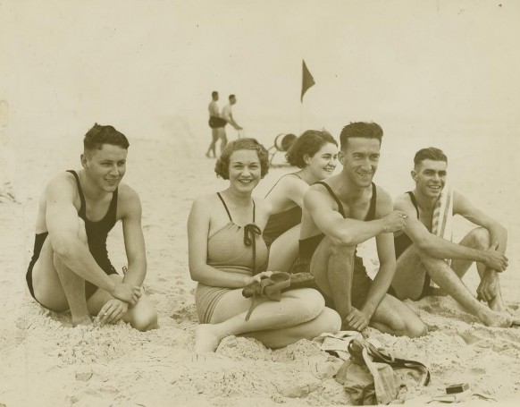 Group of young people enjoying a day at the beach, Gold Coast