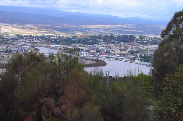 Launceston.  A view of the city across the Tamar River in Tasmania.