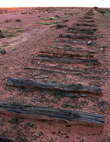 Wooden Sleepers from Old Ghan Train Line in outback South Australia - Adelaide to Alice Springs by Road & Bush Track