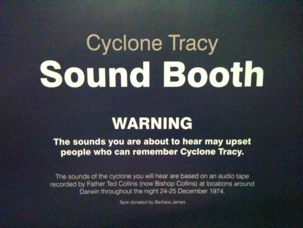 Cyclone Tracy sound booth, Museum and Art Gallery of the Northern Territory