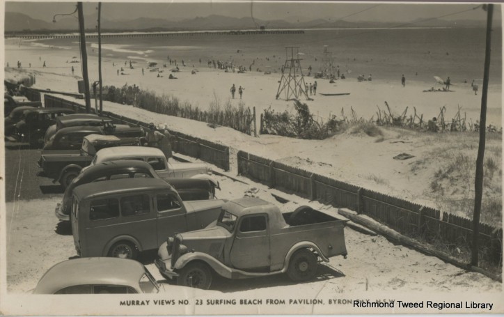 Cars at Main Beach, Byron Bay c1952