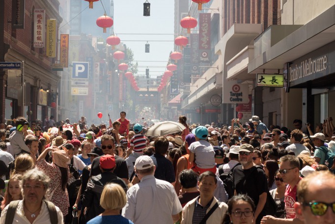 Crowds at Chinatown Melbourne