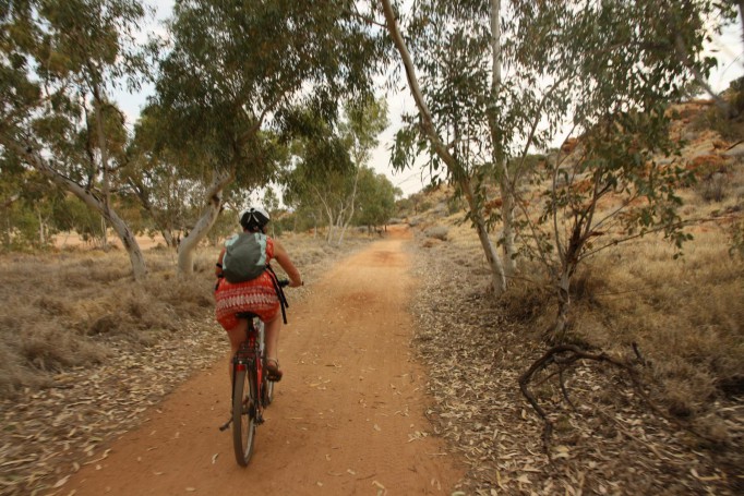 Biking back from the old telegraph station, Alice Springs