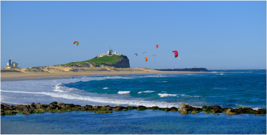 Windsurfers at Nobby's Beach, Newcastle, NSW, Australia