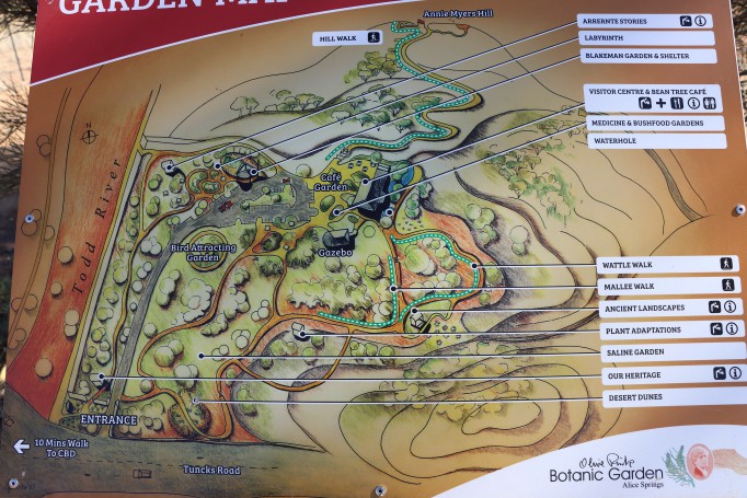 Map, Olive Pink Botanic Garden, Alice Springs, Northern Territory, Australia, 2019