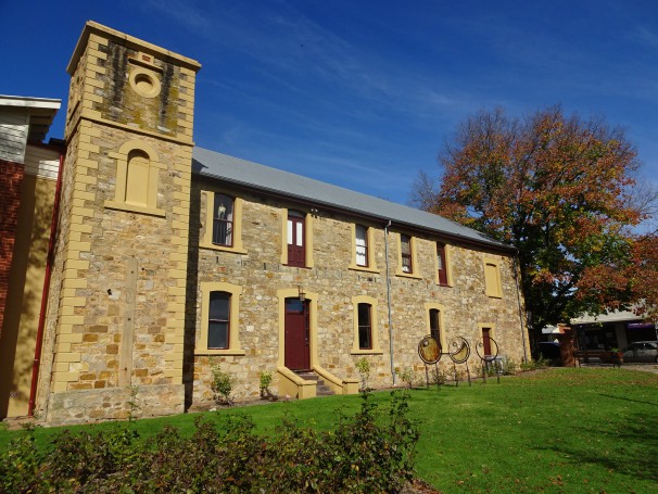 Hahndorf Adelaide Hills. Hahndorf Academy. Opened 1857. Upper floor added 1871 and tower 1872.  Sold to Lutheran Church in 1877. Closed as college 1912 and became a hospital. Now a museum and art gallery. .