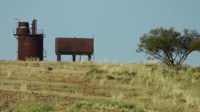 Old Ghan tanks from the road