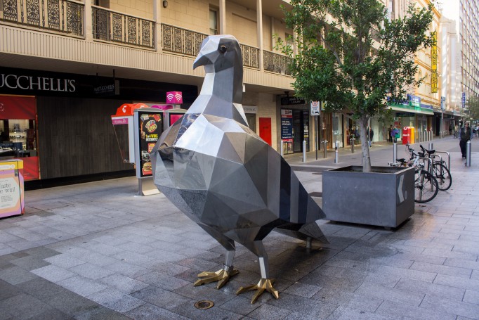 Pigeon sculpture on Rundle Mall, Adelaide
