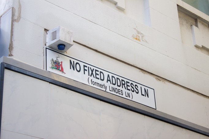 No Fixed Address Lane sign off Rundle Mall, Adelaide