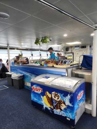 Bar counter on the fast catamaran to Reefworld with Cruise Whitsundays