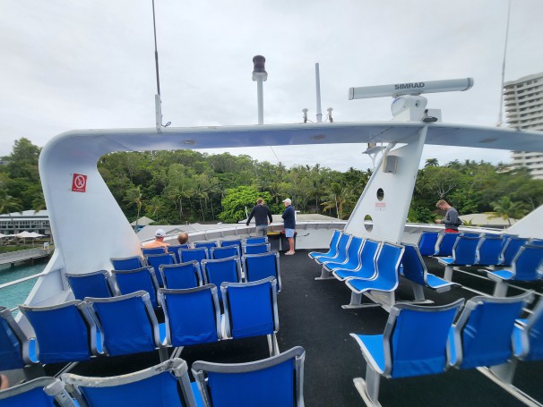 Sundeck seats on the fast catamaran to Reefworld with Cruise Whitsundays
