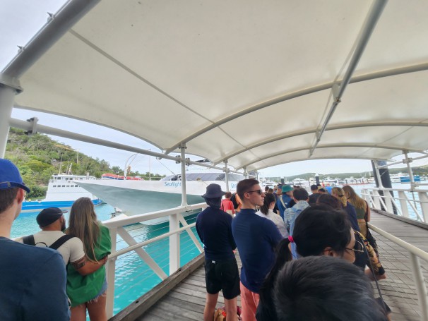 Waiting to board the fast catamaran to Reefworld with Cruise Whitsundays
