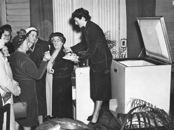 Quick frozen food demonstration at City Hall, Brisbane, 1952