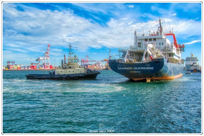 "Marion Dufresne" Docking with Tugboat "Burra", Fremantle Port, Fremantle, Perth, Western Australia