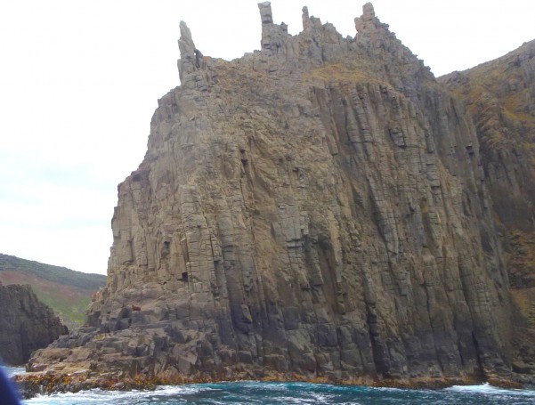 Bruny Island Tasmania. Jagged southern cliffs on the Southern Ocean.