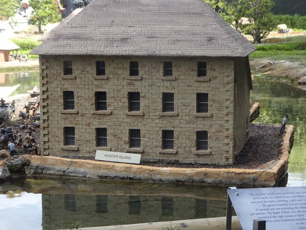 Richmond. Hobart Town model miniature village from 1820s. Warehouse on Hunter Island which is now Hunter Street.