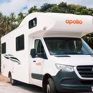 Apollo Euro Deluxe AU Couple Walking beside Camper