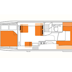 Britz Explorer Motorhome – 4 Berth – daytime layout