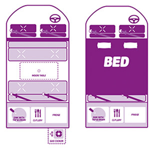 Jucy Crib Campervan – 2 Berth – layout