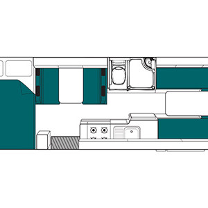 Maui Platinum Beach Motorhome – 4 Berth – day layout