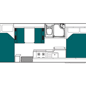 Maui Platinum Beach Motorhome – 4 Berth – night layout