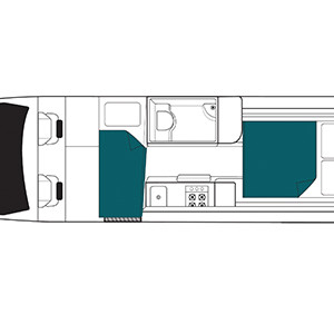 Maui Ultima Plus Campervan – 3 Berth – night layout