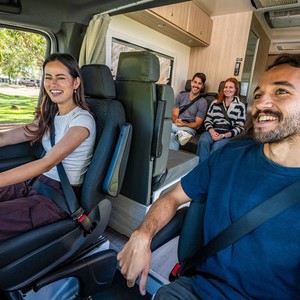 Mighty Big Six AU Group Riding inside Camper
