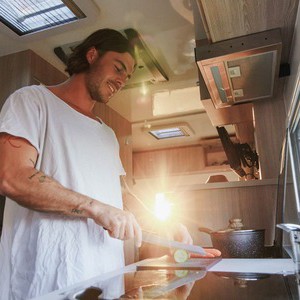 Mighty Big Six Motorhome 6 Berth AU Interior Kitchen Cooking Area