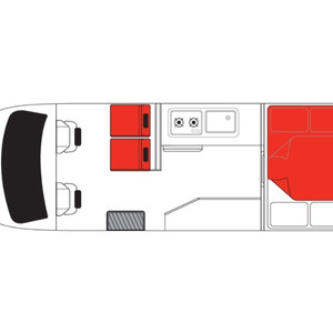 Mighty Double Down Campervan – 4 Berth Floorplan Night