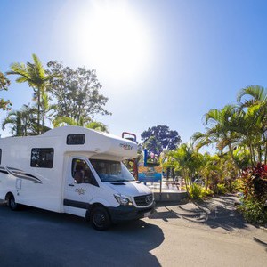 Mighty Double Up Motorhome – 4 Berth Exterior Gold Coast Front Passenger Side View
