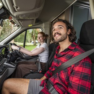 Mighty Highball AU Smiling Couple Driving