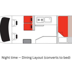 Mighty Highball Campervan 2 Berth AU Interior Dining Layout Converts Bed Mighty Highball Campervan 2 Berth AU Interior Dining Layout Converts Bed