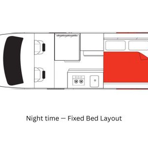 Mighty Highball Campervan 2 Berth AU Interior Fixed Bed Layout 2 Mighty Highball Campervan 2 Berth AU Interior Fixed Bed Layout 2