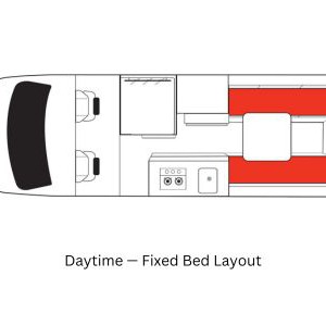 Mighty Highball Campervan 2 Berth AU Interior Fixed Bed Layout Mighty Highball Campervan 2 Berth AU Interior Fixed Bed Layout