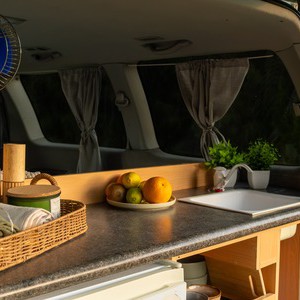 AW SC Campervan – 2 Berth AU Interior Kitchen Bench Detail