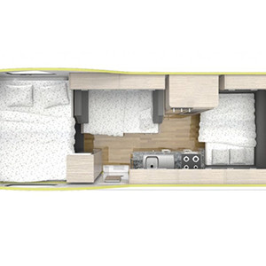 Cruisin Discovery Motorhome – 6 Berth – layout nighttime