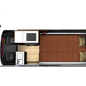 Cruisin HighTop Campervan – 2-3 Berth – night layout