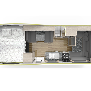 Cruisin Deluxe Motorhome – 6 Berth – day layout