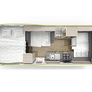 Cruisin Deluxe Motorhome – 6 Berth – night layout