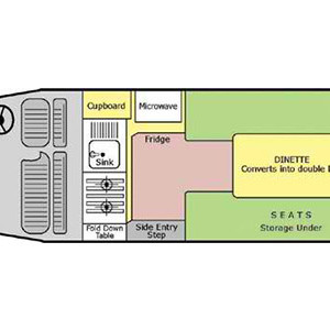 Let’s Go HiTop Campervan – 2+1 Berth – day layout