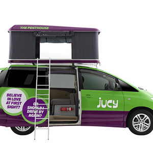 Jucy Champ Campervan – 4 Berth – pop tent side