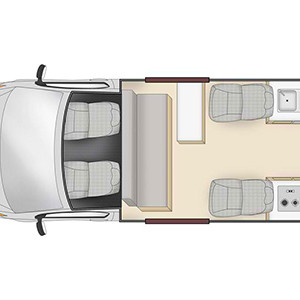 Hippie Endeavour Campervan – 4 Berth – day layout