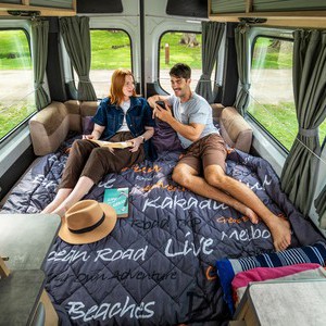 Mighty Deuce Plus AU Couple Relaxing on Rear Bed