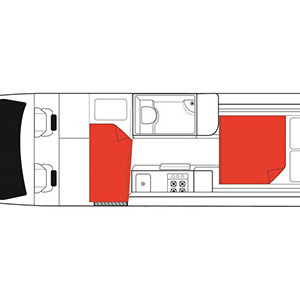 Mighty Deuce Plus Motorhome – 3 Berth – night layout