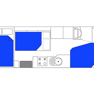 AS Deluxe Motorhome – 6 Berth – night layout