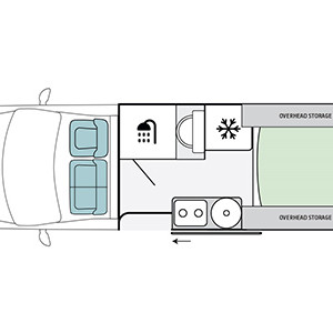 Let’s Go Escape Campervan – 2+1 Berth – night layout